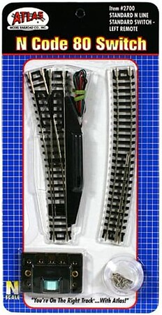 Code 80 Standard Switch Remote LH -- N Scale Nickel Silver Model Train Track -- #2700