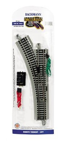 Remote Switch LH NS E-Z Track -- HO Scale Nickel Silver Model Train Track -- #44561