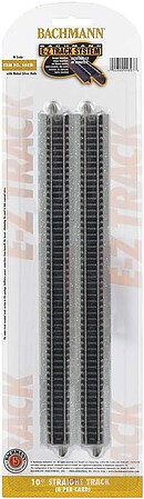 10 Inch Straight N/S (6) -- N Scale Nickel Silver Model Train Track -- #44815