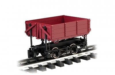 Ore Car w/Metal Wheels - Wood Side-Dump (Brown) -- G Scale Model Train Freight Car -- #92502