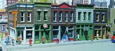 Merchant's Row I - Kit - 11 x 5 x 4'' -- HO Scale Model Railroad Building -- #3028